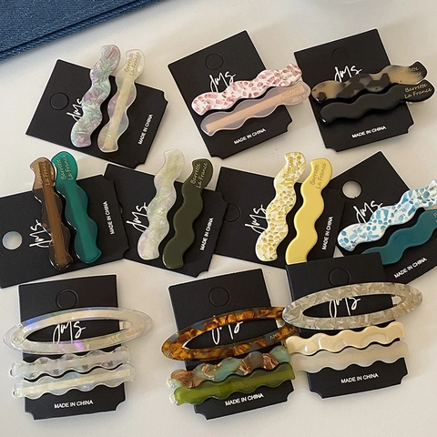 Koreanischer Stil Wellenförmiges Acetat Haarklammer Set Französische Mode Marmormuster Haarspange Für Damen Mädchen Haarschmuck