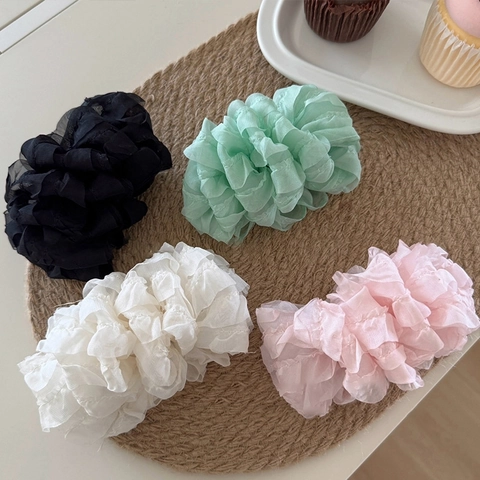 Pince Banane Rétro Français en Maille Style Nuage Vert Menthe Clip Vertical à Cheveux Accessoires de Cheveux Élégants pour Femmes