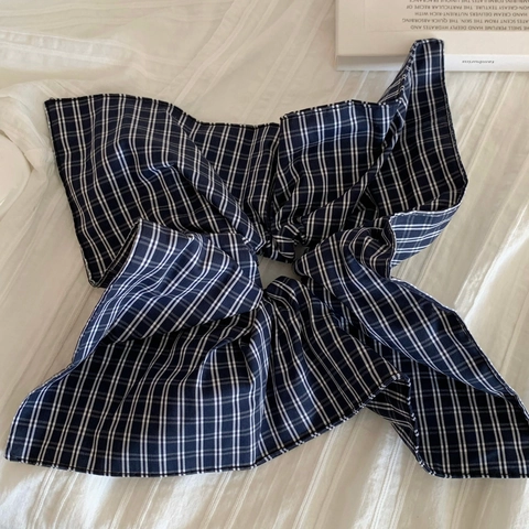 American Collegiate Style Plaid Fabric Oversized Scrunchie Chic Design Low Ponytail Hair Tie Handmade Checkered Accessories