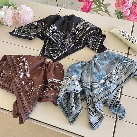 Vintage Paisley Bedrukt Stof Scrunchies Voor Dames Retro Denim Blauw Zwart Bruin Haarelastiekjes Elastische Paardenstaart Houder Accessoires