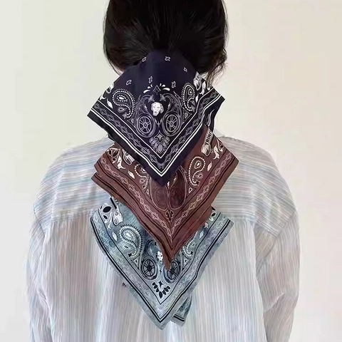 Vintage Paisley Bedrukt Stof Scrunchies Voor Dames Retro Denim Blauw Zwart Bruin Haarelastiekjes Elastische Paardenstaart Houder Accessoires