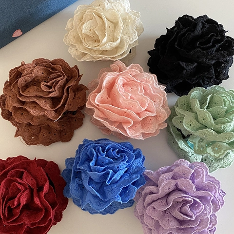 Elegante Pinza per Capelli con Rosa in Pizzo per Donna Retro Stile Coreano Ricamo Floreale Accessori per Capelli