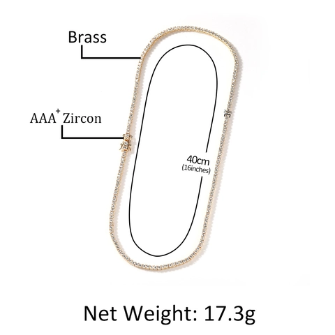 Collana a Catena Tennis Hip Hop Trendy in Rame Con Zirconia AAA Intarsiata Oro Argento Oro Rosa Placcato Gioielli Unisex