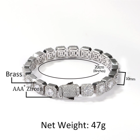 Bracciale da Tennis Hip Hop a Fiore Iced Out Lussuoso Rame con Intarsio di Zirconia Bracciale a Catena Geometrica per Uomo Donna Gioielli