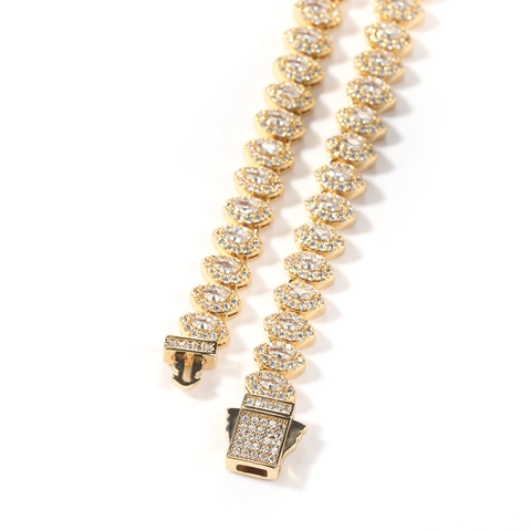 Luxury Hip Hop Iced Out Necklace Brass AAA Zircon Marquise Tennis Chain For Men Women Punk Streetwear Jewelry Accessory