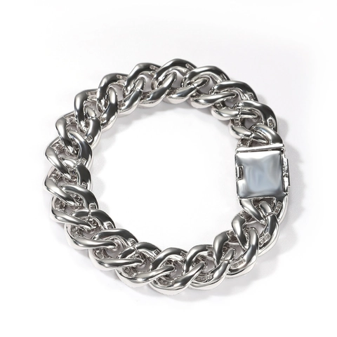 Iced Out Baguette Square Zirconia Cuban Link Bracelet Hip Hop Punk Copper Men Women Jewelry Gold Silver Heavy Chain