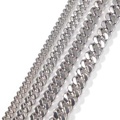 Collar de Cadena de Eslabones Cubanos de Acero Inoxidable Hip Hop para Hombre Joyería Streetwear de Metal Pesado Pulido para Uso Diario