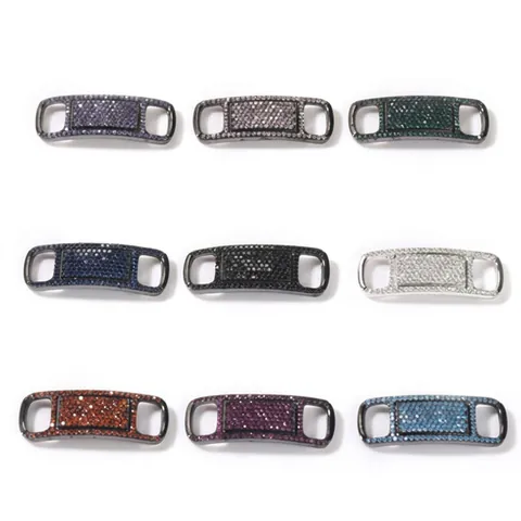 Hip Hop Streetwear Metal Zirconia Shoe Charms Geometric Inlaid Electroplated Sneaker Decoration Accessories For Unisex