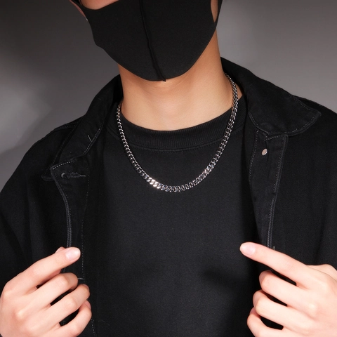 Men's Stainless Steel Cuban Link Necklace Heavy Hip Hop Chain Titanium Steel Polished Jewelry For Streetwear Party Unisex Gift