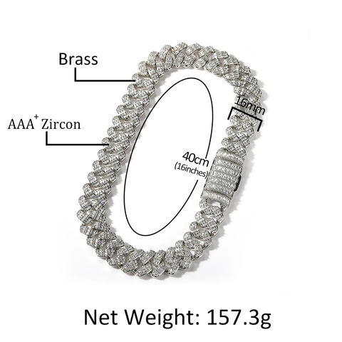 Collar Hip Hop de Eslabón Cubano para Hombre Mujer Cobre Diamantes de Imitación Incrustados Cadena Punk Joyería