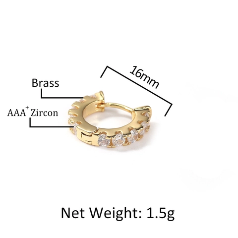 Copper Zirconia Stud Earrings For Men Women Hip Hop Style Geometric Gold Silver Plated Huggie Fashion Jewelry Gift