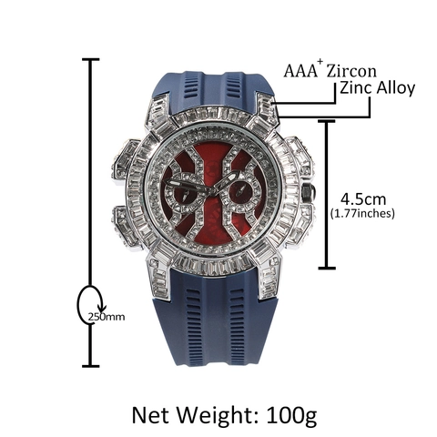 Luxury Iced Out Men Quartz Watch Hip Hop Fashion Rhinestone Large Dial Watch With Comfortable Silicone Strap Jewelry