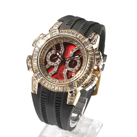 Luxury Iced Out Men Quartz Watch Hip Hop Fashion Rhinestone Large Dial Watch With Comfortable Silicone Strap Jewelry