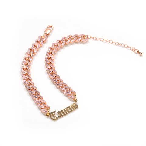 Women Gothic Zodiac Cuban Link Anklet Pave Zirconia Alloy Gold Silver Tone Hip Hop Adjustable Foot Chain Jewelry