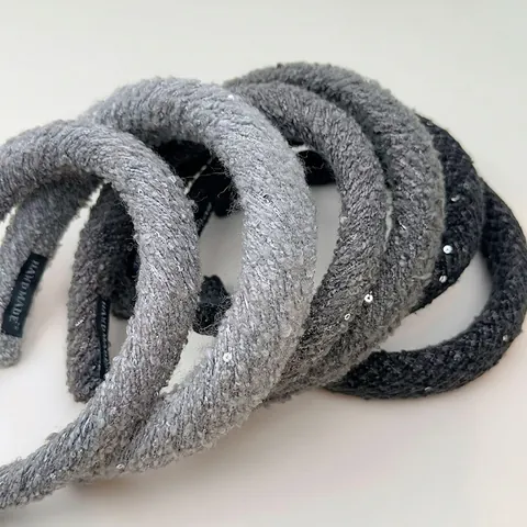 Vintage Gestrickt Pailletten Haarreif Für Damen Verdickter Polster Schwamm Haarband Handgefertigt Winter Warm Haarschmuck