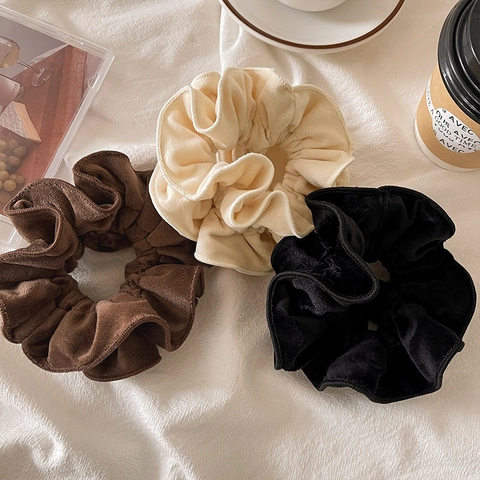 Dames Herfst Winter Fluweel Haarscrunchies Elegant Gezonken Rand Haarband Minimalistisch Koreaans Groot Darm Haarring Accessoire