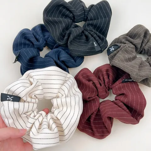 Koreaanse Stijl Eenvoudige Fijne Streep Scrunchie Hoge Elasticiteit Stof Haarelastiekje Retro Mode Dames Haaraccessoires