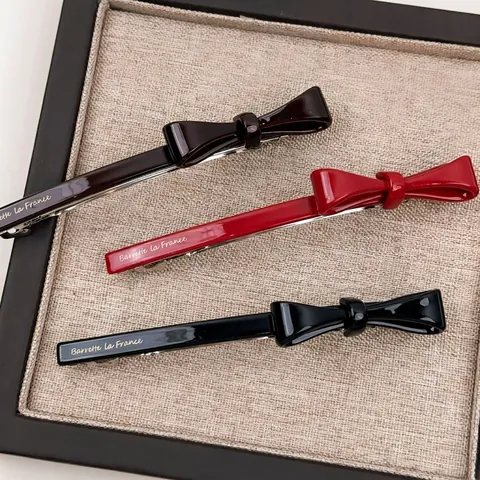 Barrette à Cheveux Vintage en Acétate avec Nœud Papillon Style Français Lettres Dorées Pince à Cheveux Élégante pour Femmes Filles