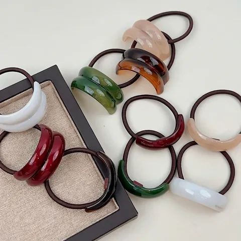 Coletero de Arco Geométrico de Resina Minimalista Alta Elasticidad Color Sólido Banda de Pelo para Mujer Accesorios de Peinado Elegantes