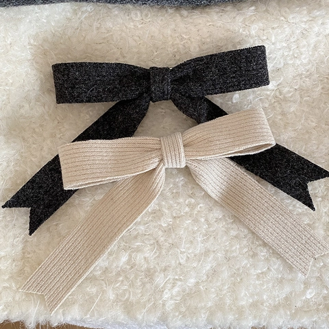 Pince à Cheveux Nœud Tricoté Vintage Français Grande Taille Automne Hiver Pince à Ressort Élégante Accessoires Cheveux Femme