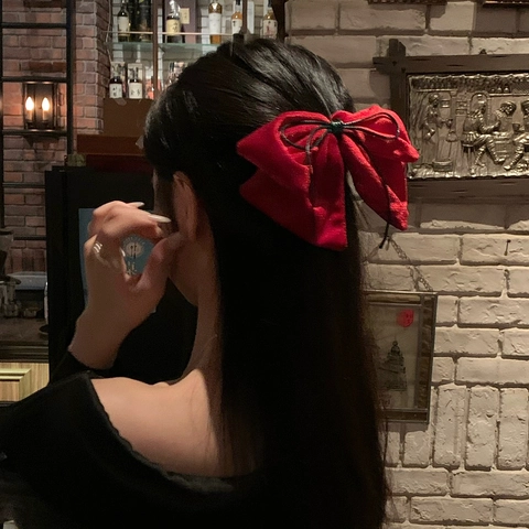Vintage Burgundy Bow Hair Clip Handmade Elegant Red Fabric Hair Accessory For Women Party Hair Decoration Classic Headwear