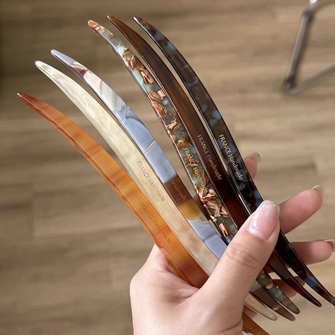 Elegant Acetate Hair Stick For Women Minimalist Marble Tortoiseshell Pattern Hair Pins Vintage Handmade Chignon Accessories