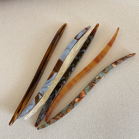 Elegant Acetate Hair Stick For Women Minimalist Marble Tortoiseshell Pattern Hair Pins Vintage Handmade Chignon Accessories