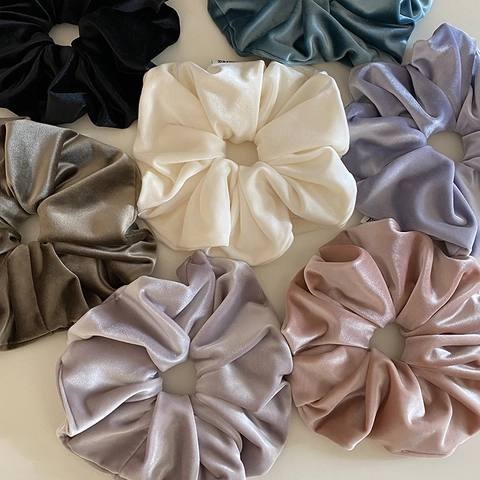 Vintage Velvet Scrunchie Large Hair Tie Solid Color Soft Elastic Hair Band For Women Daily Styling Korean Style Headwear