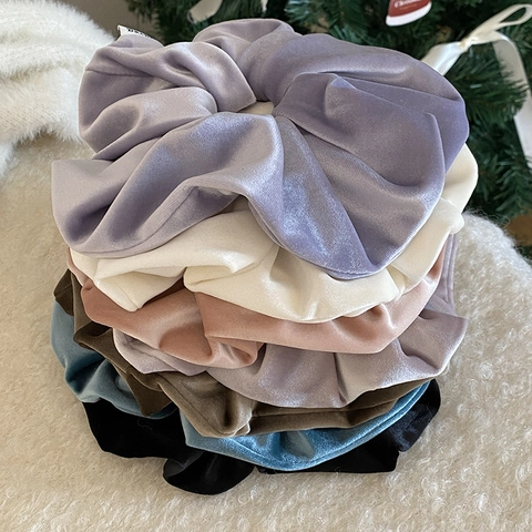Vintage Velvet Scrunchie Large Hair Tie Solid Color Soft Elastic Hair Band For Women Daily Styling Korean Style Headwear