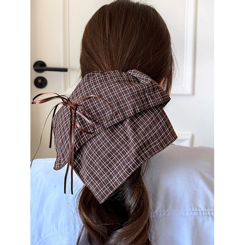 Haargummi Mit Karomuster Und Schleife Stoff Kariert Ponytail Halter Französischer Vintage Eleganter Haarschmuck Für Damen Alltag Dating