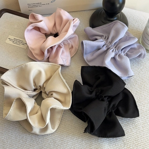 French Style Oversized Fabric Scrunchies For Women High Elasticity Ponytail Holder Hair Tie Fashion Solid Color Hair Accessories
