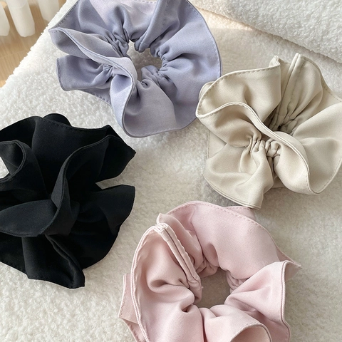 French Style Oversized Fabric Scrunchies For Women High Elasticity Ponytail Holder Hair Tie Fashion Solid Color Hair Accessories