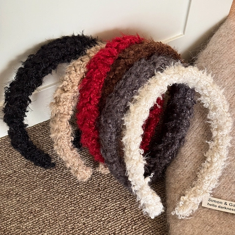 Franse Stijl Herfst Winter Lamswol Pluche Hoofdband Voor Dames Zachte Warme Haarband Mode Antislip Haaraccessoires