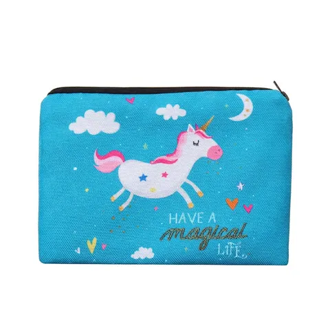 Unicorn 3D Print Makeup Bag Polyester Cosmetic Organizer For Women Girls Travel Toiletry Storage Pouch Zipper Pencil Case