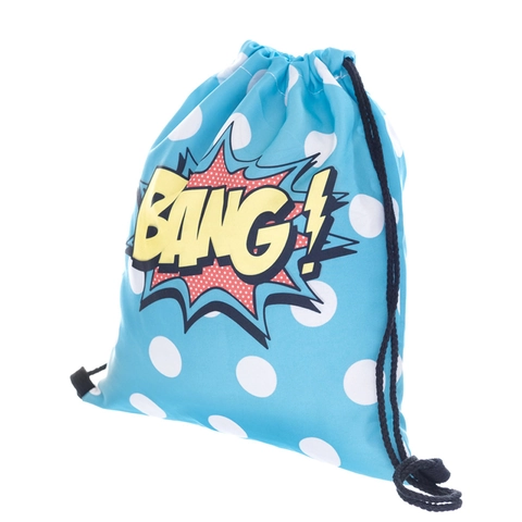 Portable Polyester Drawstring Bag Cartoon Print Storage Backpack For Travel Gym Outdoor Sports Casual Rucksack Unisex