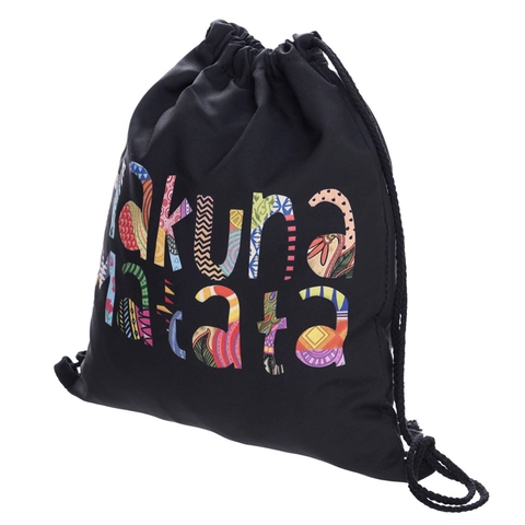 Hakuna Matata Polyester Drawstring Backpack Waterproof Sport Gym Bag Travel Storage Sacks For Men Women Bohemian Style
