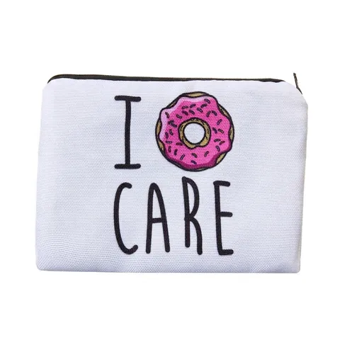 Portable Donut Print Polyester Makeup Bag For Women Travel Zipper Toiletry Organizer Pouch Sweet Lady Style Pencil Case