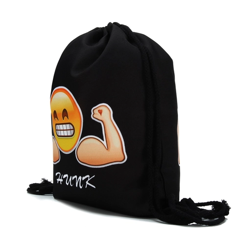 Funny 3D Printed Muscle Man Emoji Drawstring Backpack For Men Women Hunk Pattern Polyester Travel Storage Bag Sports Gym Cinch Sack