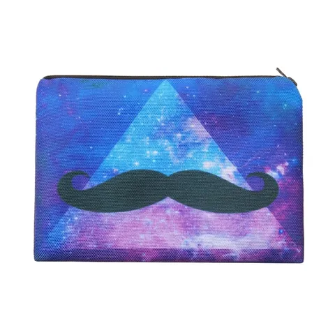Make-up Tas Met Sterrenhemel En Snor Print Voor Dames Multifunctionele Reis Opbergtas Van Polyester Draagbare Clutch