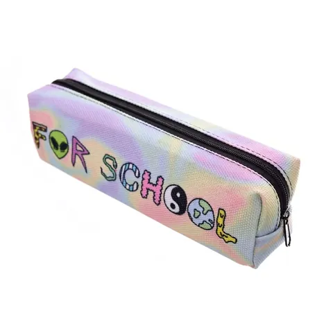 3D Print Alien Tie Dye Oxford Pencil Case Creative Rainbow Makeup Bag Portable Toiletry Organizer Pouch For School Women