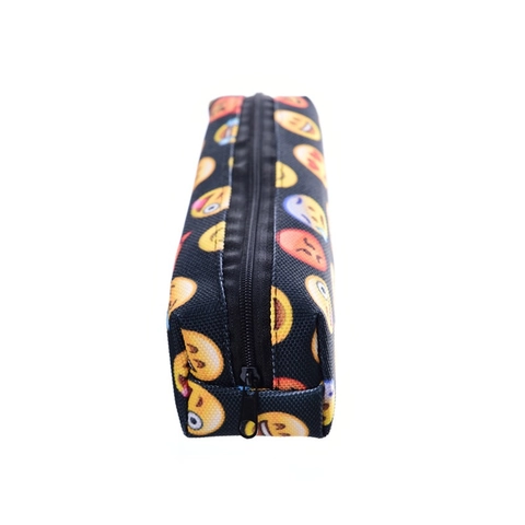 Emoji Print Oxford Cloth Cosmetic Bag For Women Fun Expression Pattern Multi-functional Travel Toiletry Storage Pouch Pencil Case