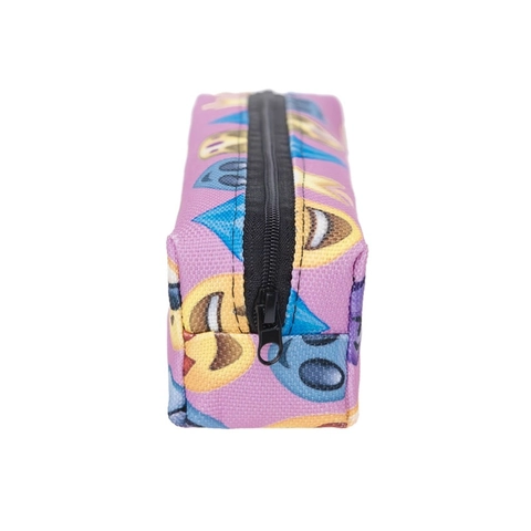 Divertente Borsa da Trucco in Tessuto Oxford con Stampa Emoji Pochette Cosmetica Portatile Astuccio per Studenti Organizzatore