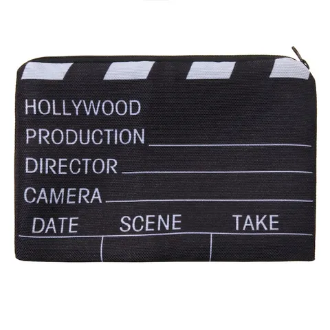 Kreativ Film Klappe Bedruckt Kosmetiktasche Polyester Tragbare Make-up Aufbewahrungstasche Reise Waschbeutel Reißverschluss Organizer