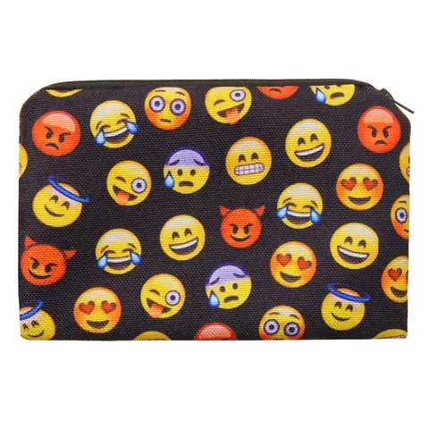 Funny 3D Printed Emoji Makeup Bag Polyester Zipper Portable Cosmetic Bag Women Travel Storage Pouch Toiletry Organizer