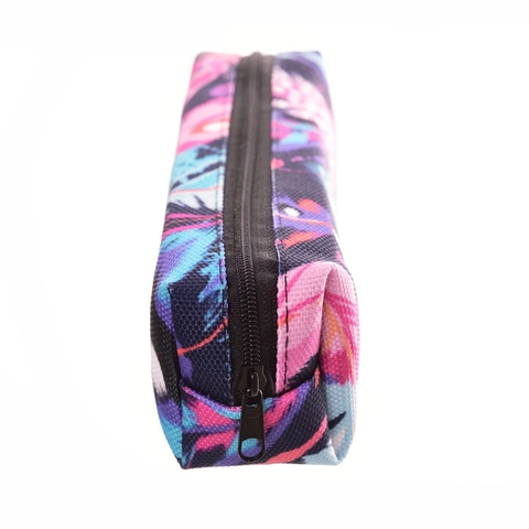 Colorful Feather Print Oxford Cloth Pencil Case Multi-functional Travel Cosmetic Toiletry Storage Pouch For Women Students