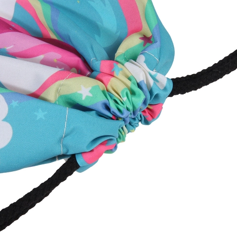 Unicorn Rainbow Printed Drawstring Backpack For Kids Polyester Casual Storage Bag Lightweight Travel Sport Cinch Sackpack