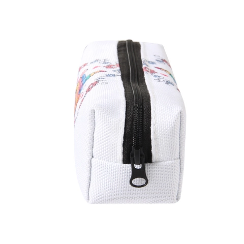 Borsa Cosmetica in Tessuto Oxford Con Stampa Unicorno Fiore Astuccio Porta Trucchi Portatile da Viaggio Con Cerniera per Donna Studenti