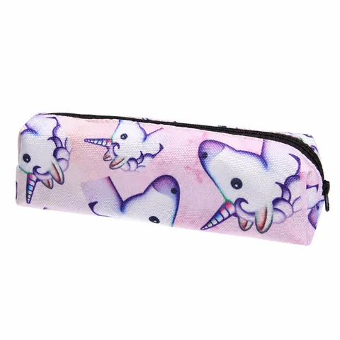 Estuche de Oxford con Estampado de Unicornio Bolsa de Maquillaje Portátil para la Escuela Mujer Lindo Patrón de Animal Cremallera Bolsa de Papelería