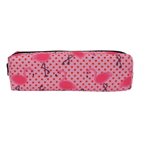 Bolsa de Cosméticos Portátil de Tela Oxford con Estampado de Flamenco Estuche Impermeable con Cremallera para Escuela y Viaje