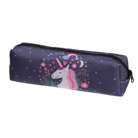 Borsa da Trucco in Tessuto Oxford con Stampa Unicorno Cartone Animato Astuccio Galassia Romantica Custodia Portatile per Donna